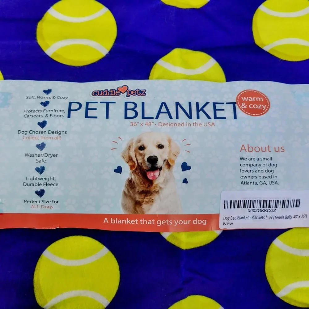 Dog Bed Blanket - Tennis Ball Pattern - 48
